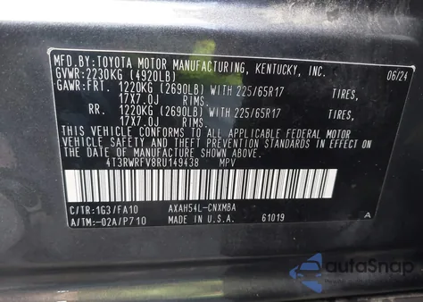 2024 Toyota Rav4 Hybrid Xle z USA, uszkodzony, nr VIN 4T3RWRFV8RU149438
